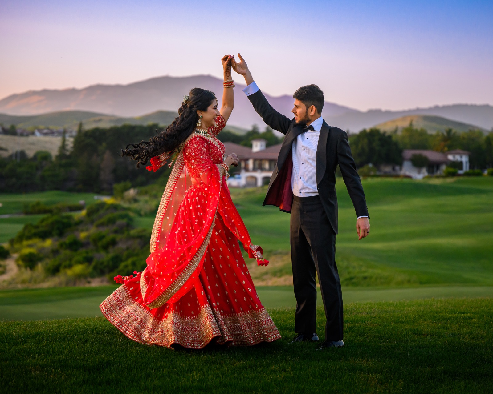 Garden terrace wedding setting at The Bridges Golf Club in San Ramon, California