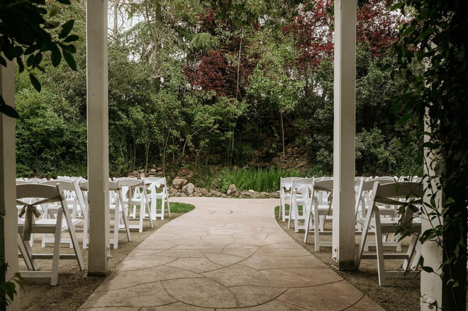 Ceremony garden space at The Hanford Garden wedding venue in Sutter Creek, California