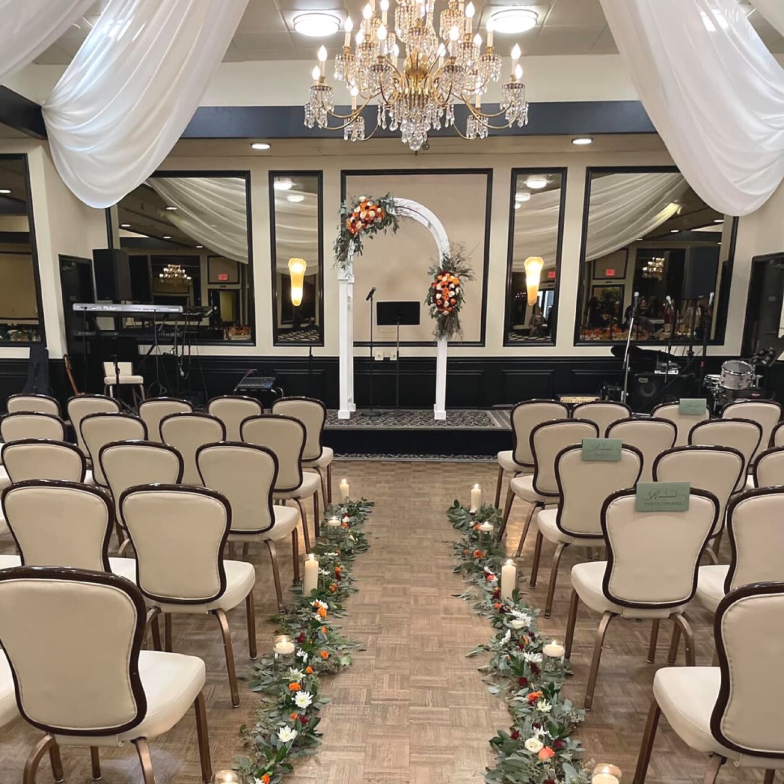 Decorated tablescape and place settings at The Painted Table Event Center, a Fresno, California wedding venue