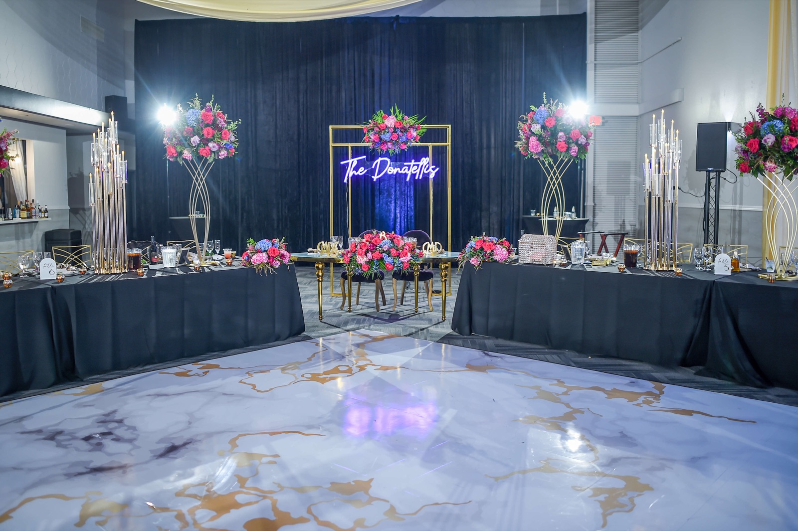 Decorated event space at The Palomino Event Center wedding venue in Fresno, California
