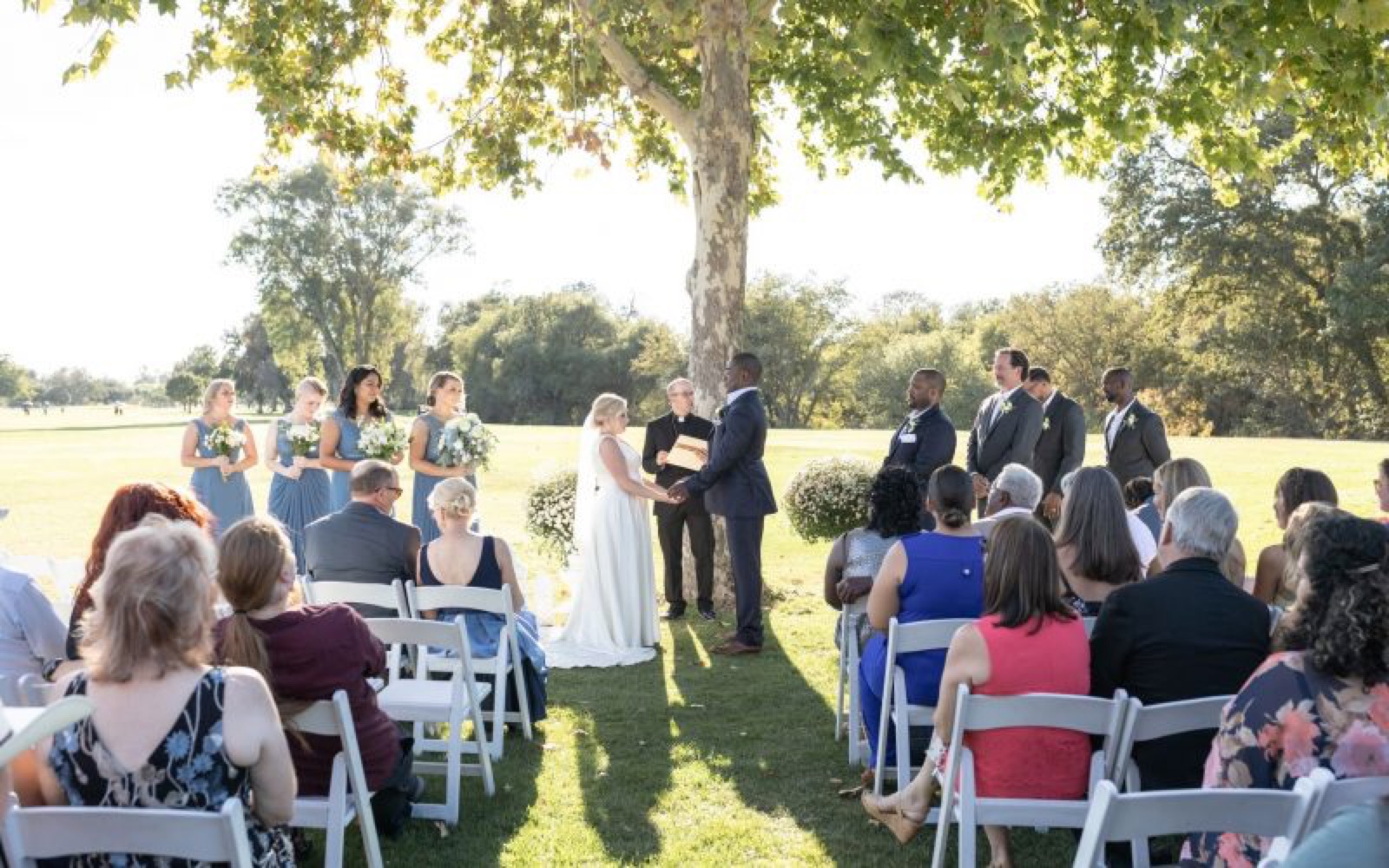 Outdoor wedding ceremony at The Pavilion at Haggin Oaks in Sacramento, California