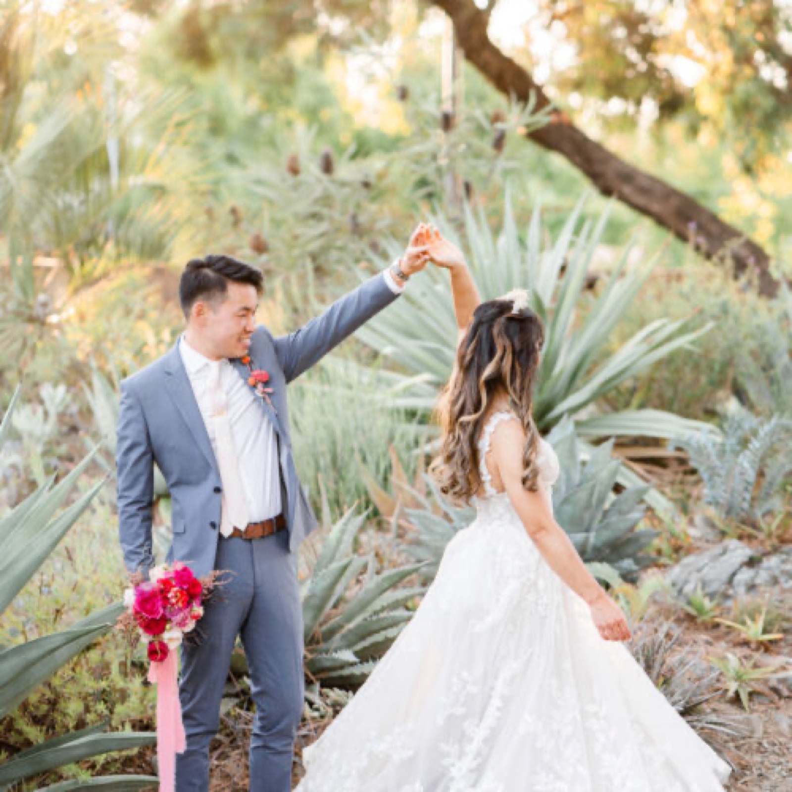 Wedding reception setup at The Ruth Bancroft Garden in Walnut Creek, California