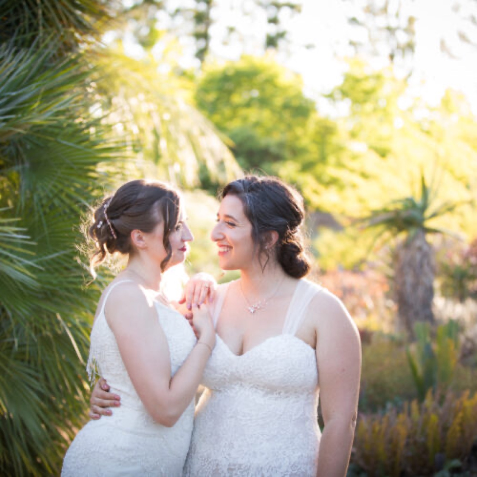 Couple celebrating their wedding amid cacti and succulents at The Ruth Bancroft Garden in Walnut Creek, California