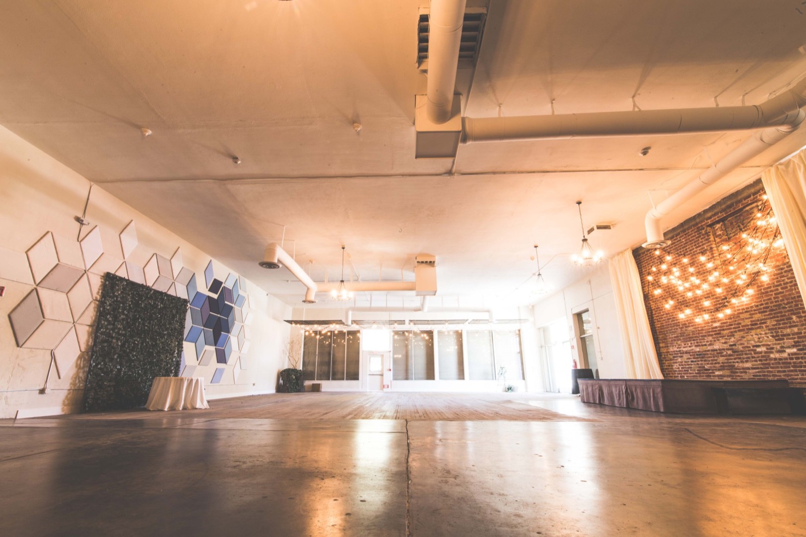 Exposed brick interior at The Sycamore event venue in Stockton, California