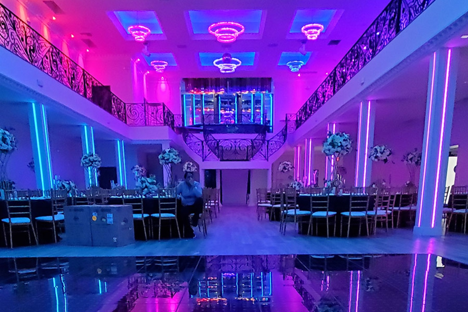 Decorated event hall at The Veranda wedding venue in Manteca, California