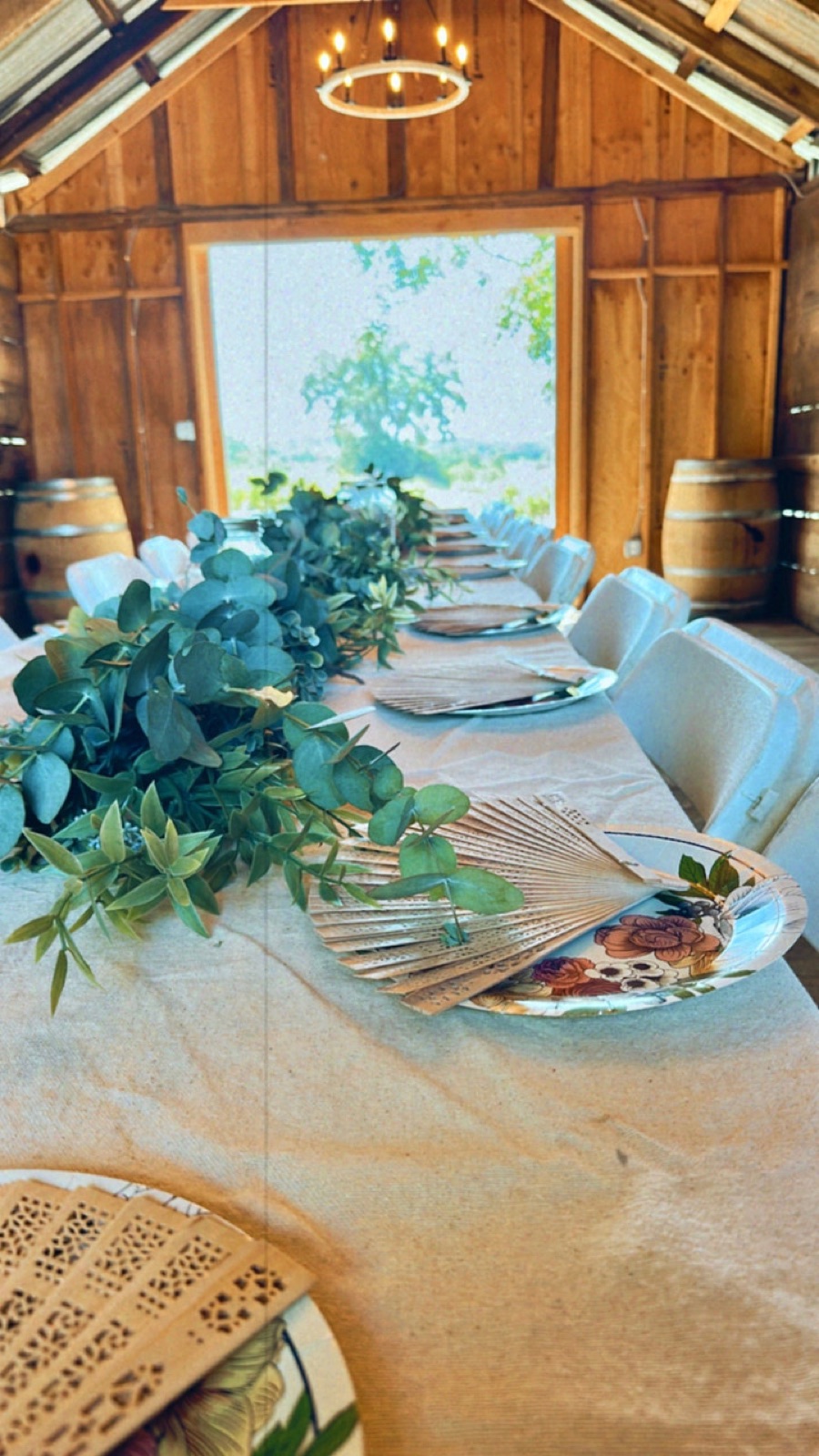 Wedding reception place setting at The White Barn at The Shenandoah Farmhouse in Plymouth, California