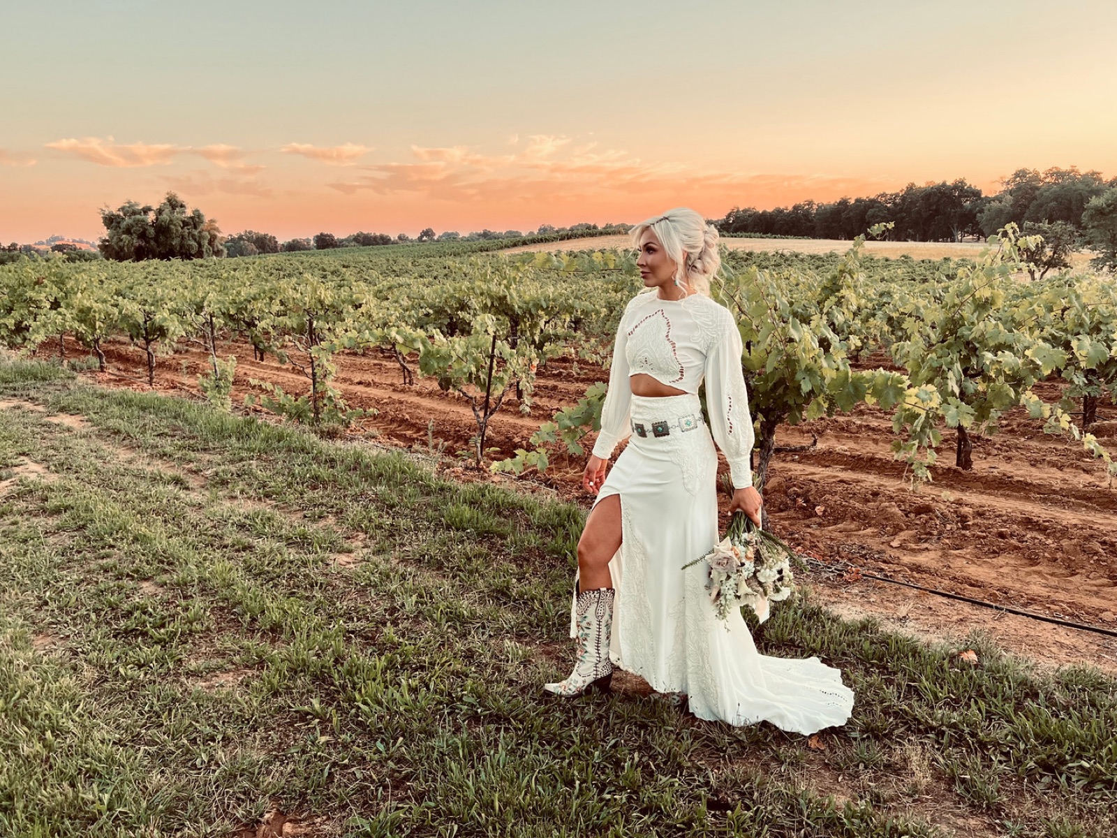 Bride portrait on the grounds of The White Barn at The Shenandoah Farmhouse wedding venue in Plymouth, California