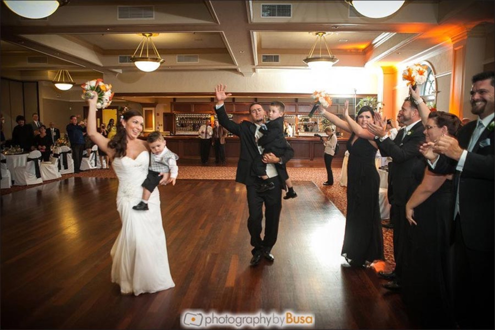 Dance floor and bar during a wedding reception at Villa Ragusa in Campbell, California