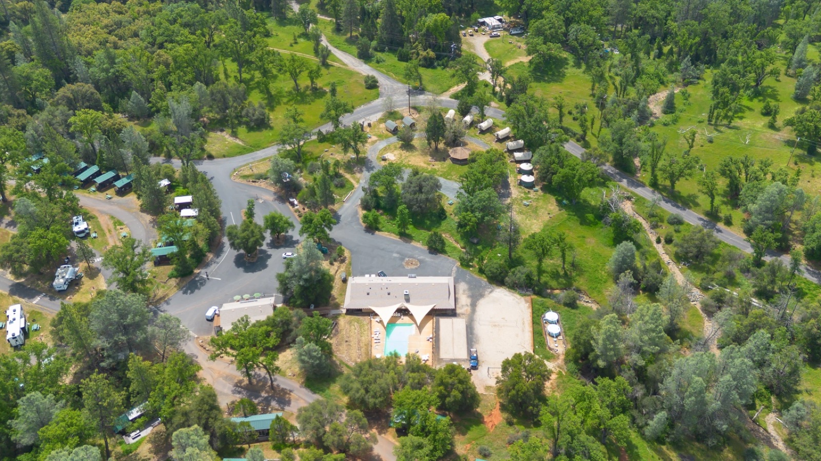 On-site lodging at Yosemite Pines RV Resort & Family Lodging near Yosemite in Groveland, California